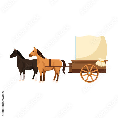 western carriage with horses icon
