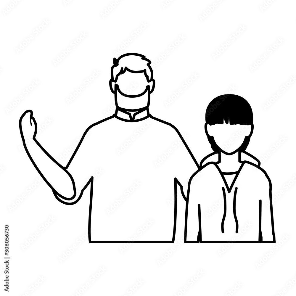 men faceless with different poses on white background men faceless with different poses on white background