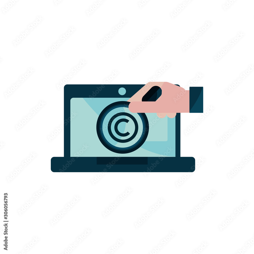 hand writing laptop property intellectual copyright icon hand writing laptop property intellectual copyright icon