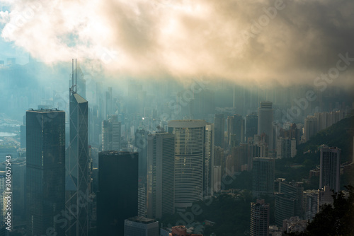 Hong Kong  Hong Kong - November 6 2019   Hong Kong cityscape  view from mountains