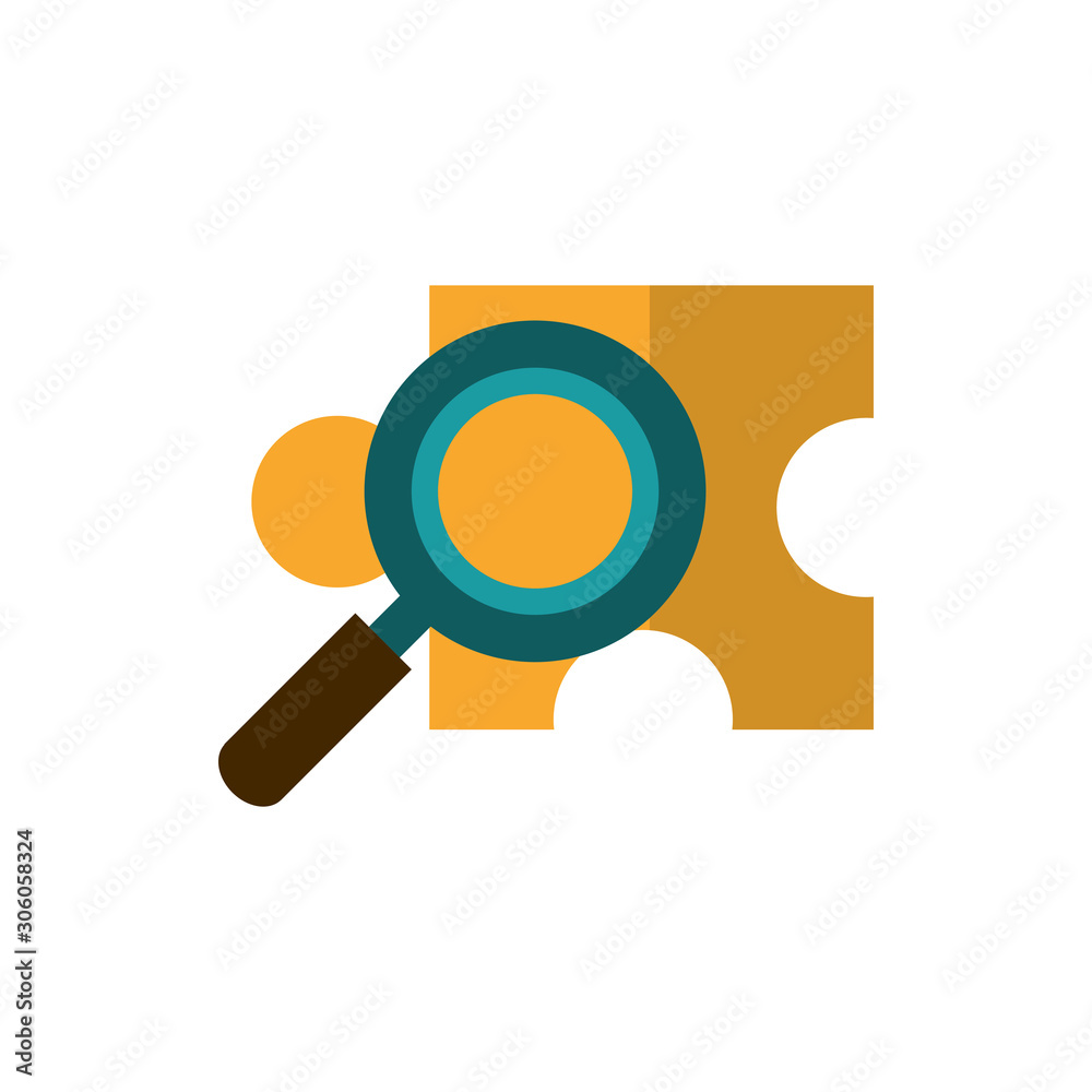 puzzle magnifying glass business strategy icon puzzle magnifying glass business strategy icon