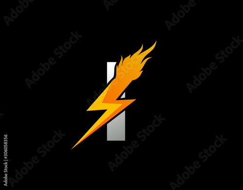 Fire Flash I Letter Logo Icon