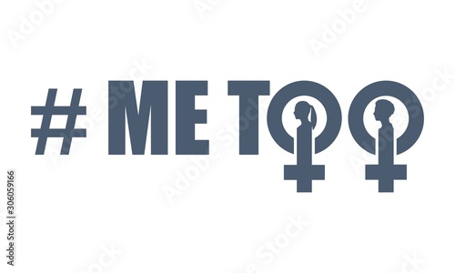 Me too hashtag. Social movement concerning sexual assault and harassment. Female sign icon. Silhouette of woman head.