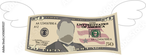 Feathered Deformed 50 dollars note