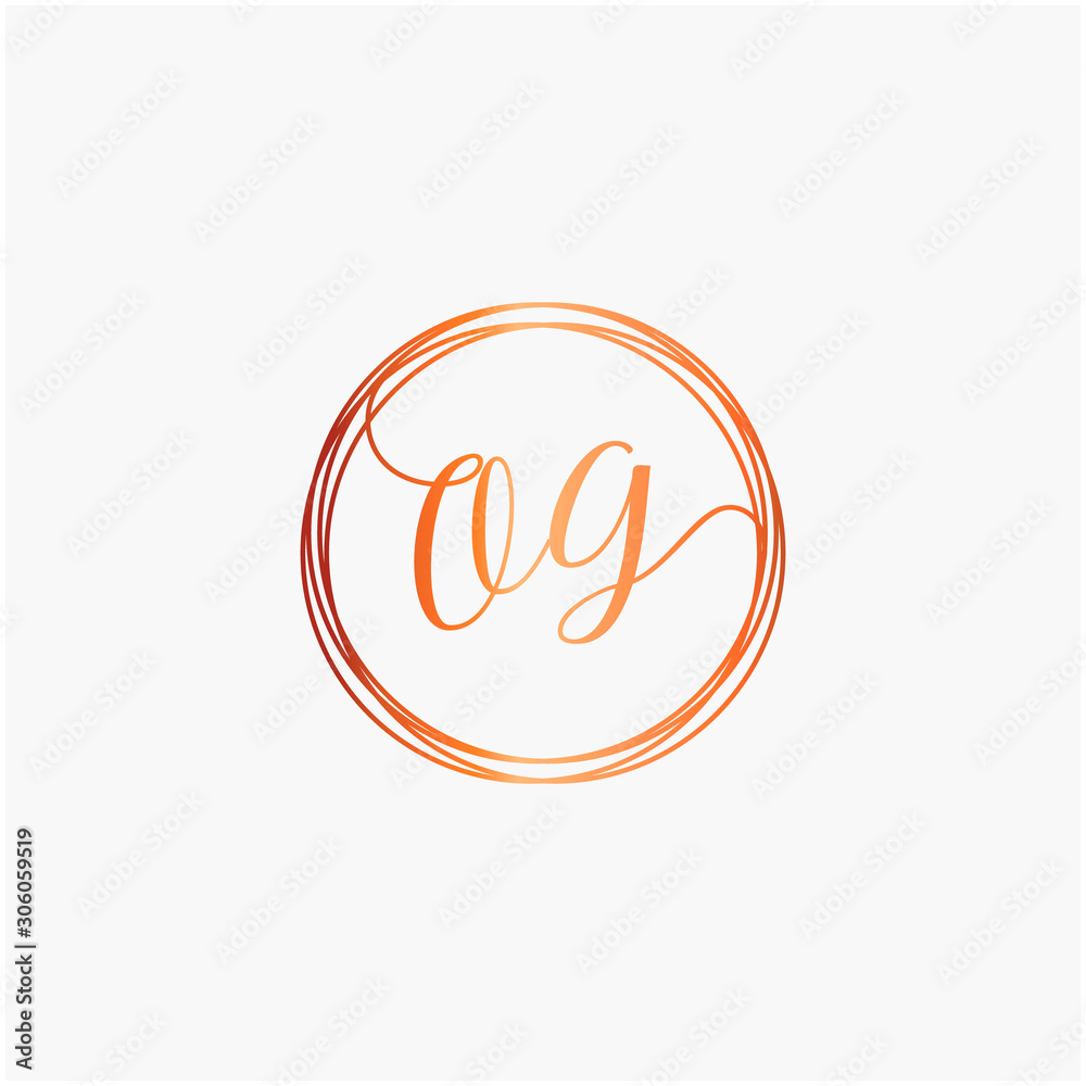 initial letter OG handwritten with circle element template. Creative fashion logo design, couple initial name , beauty icon. Logo with hand drawn style for wedding concept - vector initial letter OG handwritten with circle element template. Creative fashion logo design, couple initial name , beauty icon. Logo with hand drawn style for wedding concept - vector