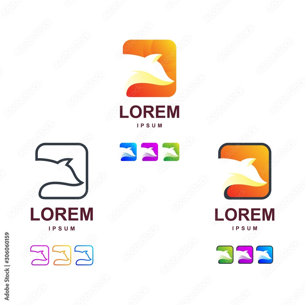 fox with square logo design bundle fox with square logo design bundle
