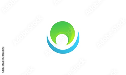 nu initial logo with a difference in green and blue