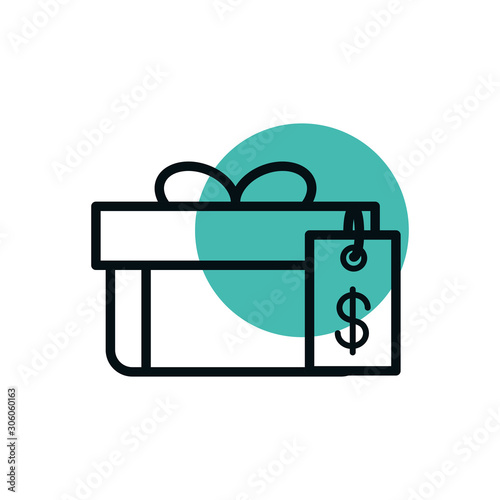 gift box tag price shopping line style dot color