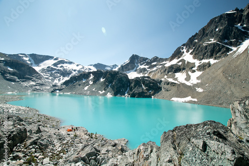 Turquoised-coloured wedgemount lake in Garibaldi provincial park