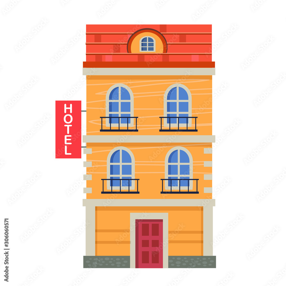 vector flat icon of classic hotel building vector flat icon of classic hotel building