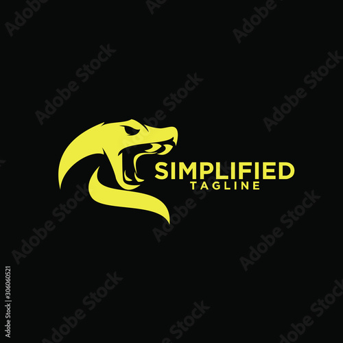 viper snake head black logo icon design