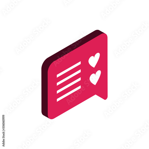 happy valentines day love chat message isometric icon