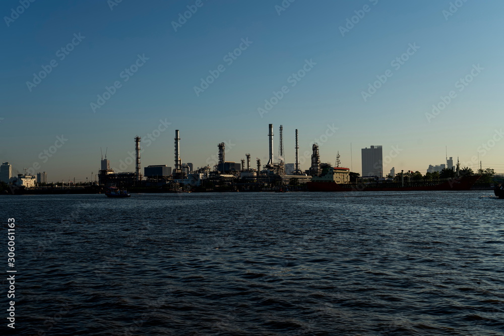 Industrial Estate on Chao Phraya River, Morning time