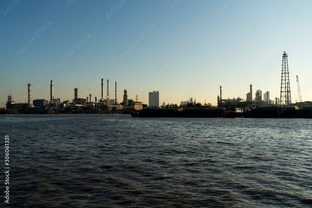 Industrial Estate on Chao Phraya River, Morning time