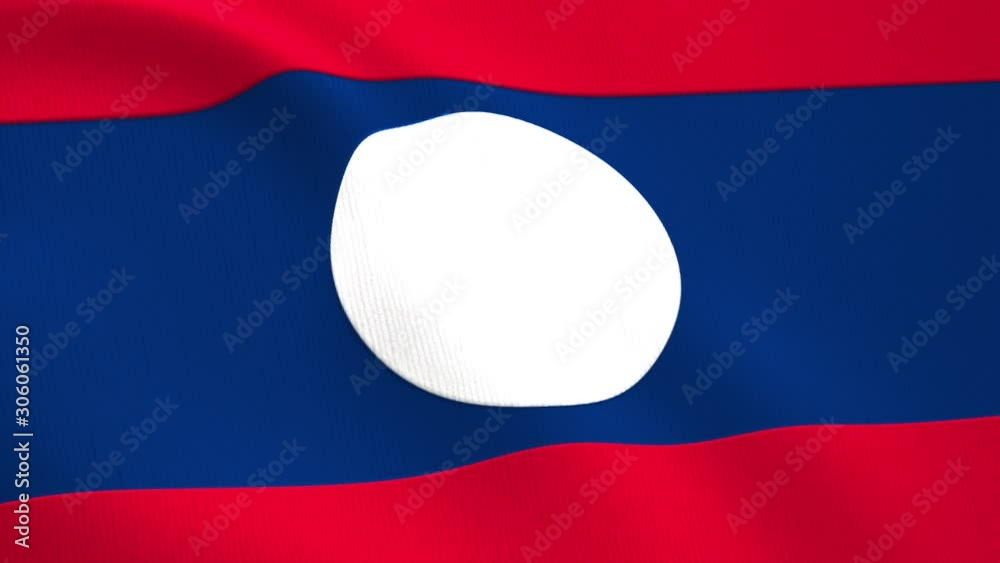 Laos flag fluttering in the wind close-up Laos flag fluttering in the wind close-up