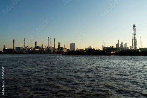 Industrial Estate on Chao Phraya River, Morning time © K.Pornsatid