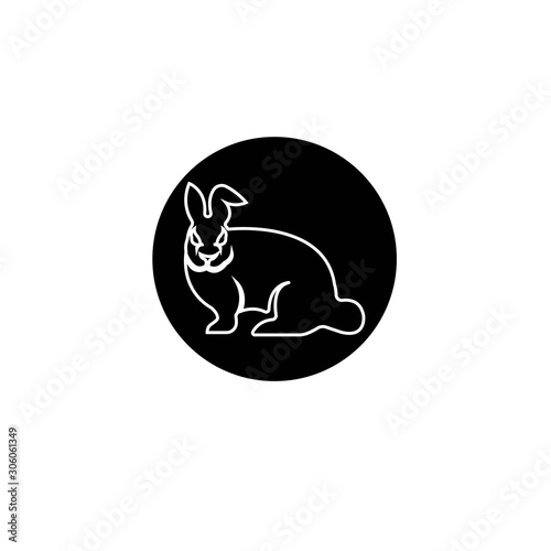 Rabbit silhouette logo, flat design. Vector Illustration