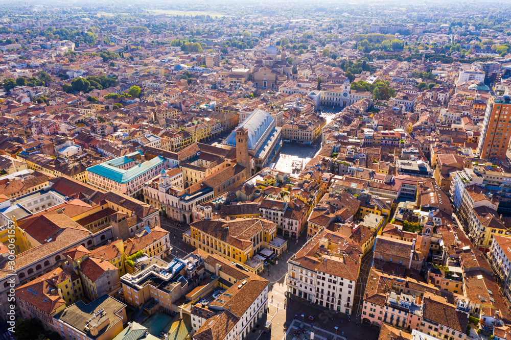 Aerial view of Padua cityscape with buildings and streets