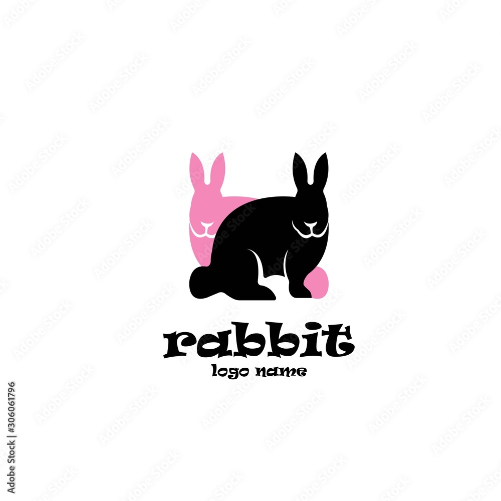 Rabbit silhouette logo, flat design. Vector Illustration Rabbit silhouette logo, flat design. Vector Illustration