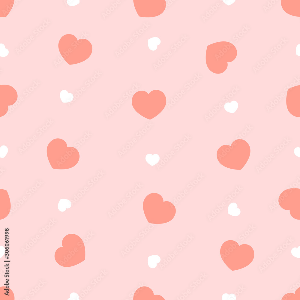 Cute and sweet pink heart seamless pattern background. Valentine's Day greeting card.