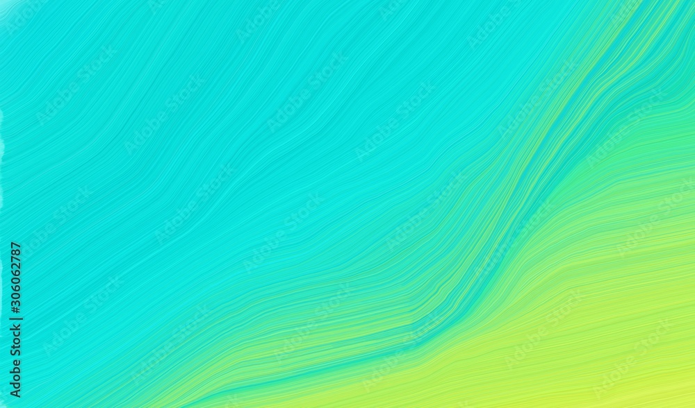 modern soft curvy waves background design with bright turquoise, light green and medium aqua marine color