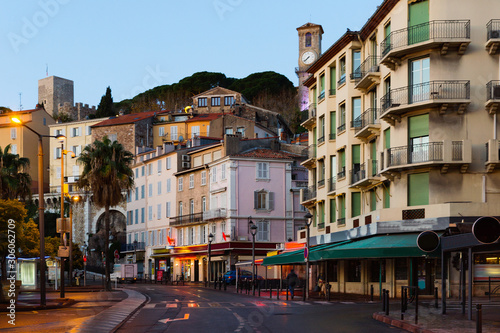 View on colorful streets of Cannes in France