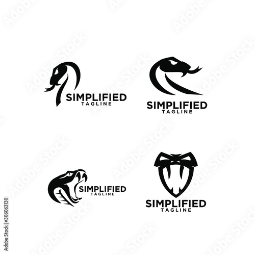 set of viper snake head logo icon design