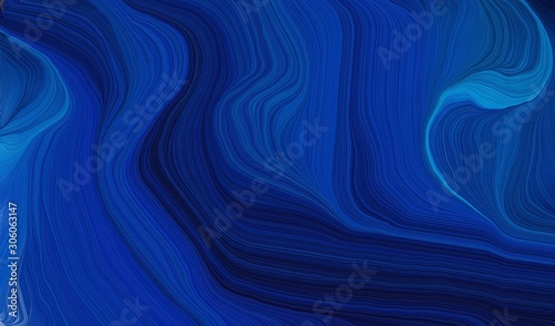 smooth swirl waves background illustration with midnight blue, very dark blue and strong blue color © Eigens