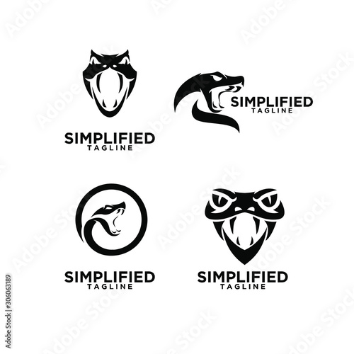 set of viper snake head logo icon design photo