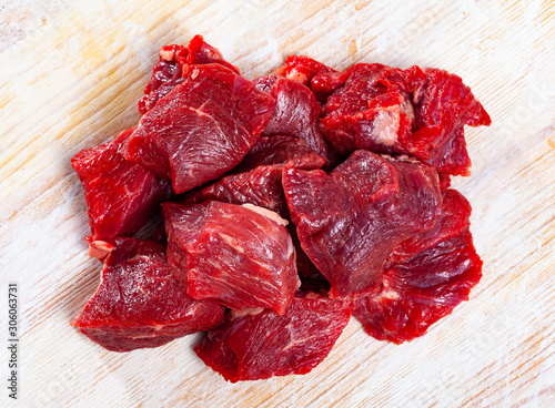 Raw veal prepared for stew cooking