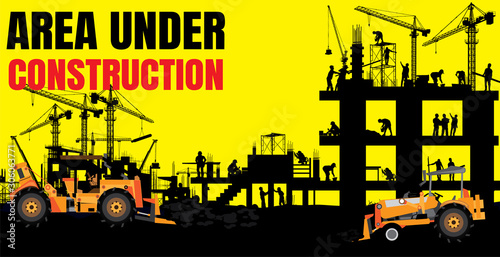 Construction silhouette vector background.	