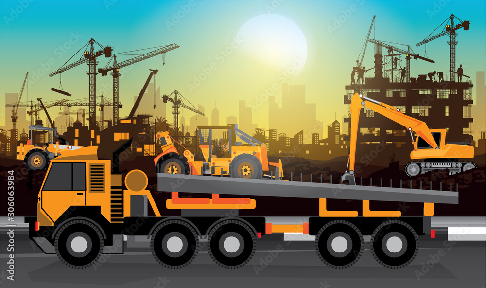Construction silhouette vector background.	