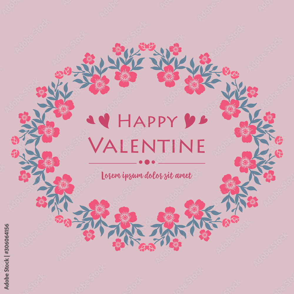 Design for various card of happy valentine, with drawing style of leaf flower frame. Vector