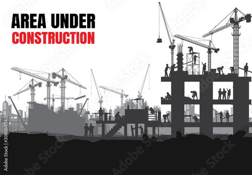 Construction silhouette vector background.	