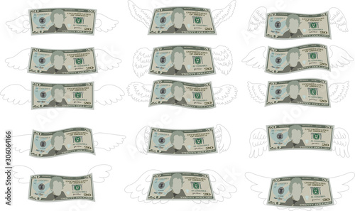 Feathered Deformed 20 dollars note set