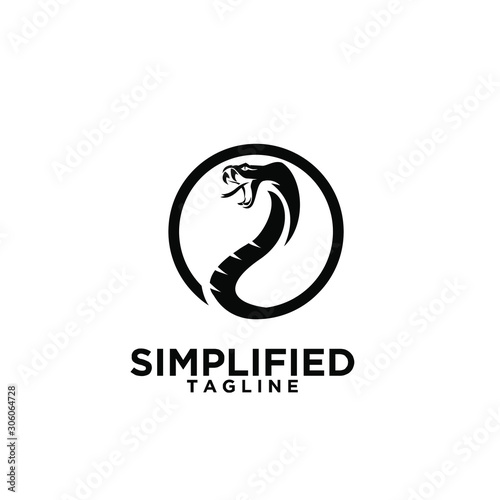 cobra circle snake logo icon design vector illustration