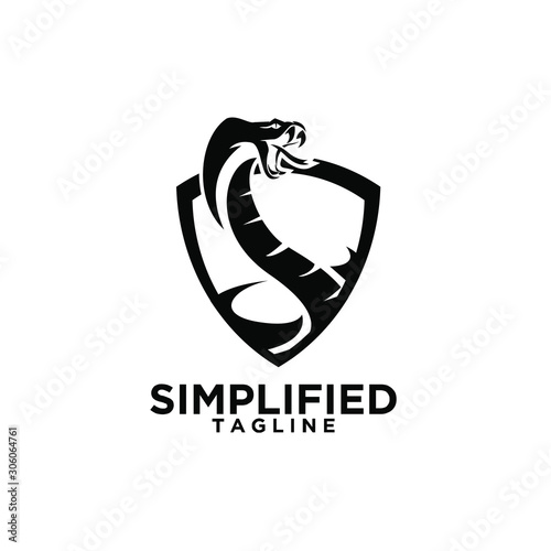 cobra snake shield logo icon design vector illustration