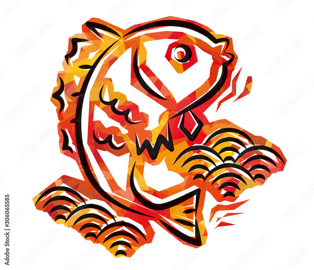 鯛の正月イメージのイラスト 版画セロハン風スタンプ Stock Vector Adobe Stock