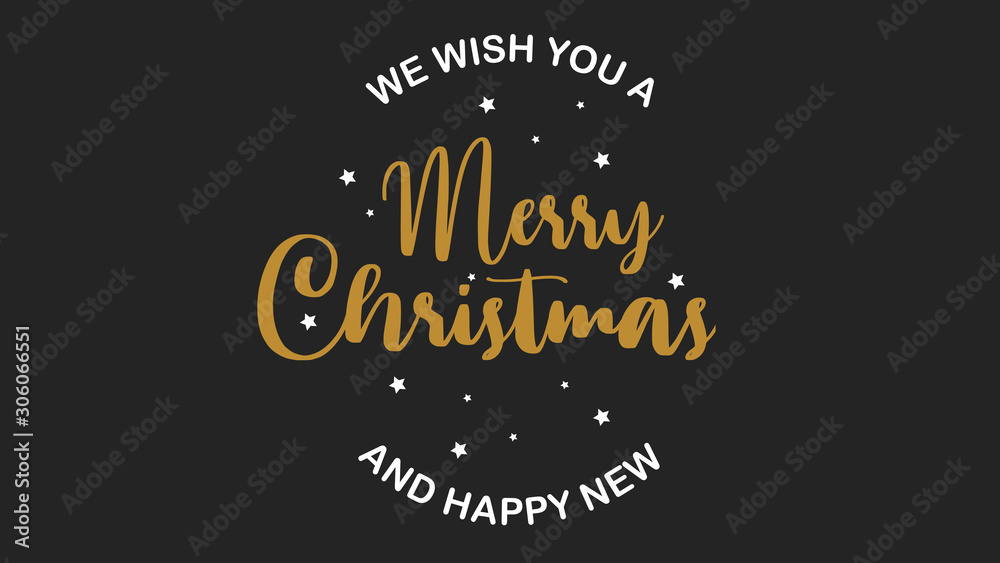 Merry christmas design black and gold collection on black and white background