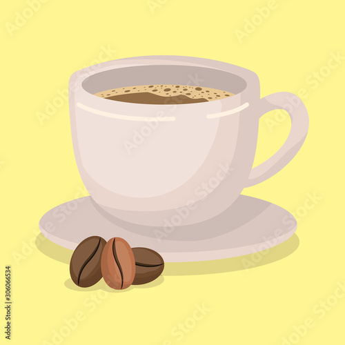 Coffee cup and beans vector design