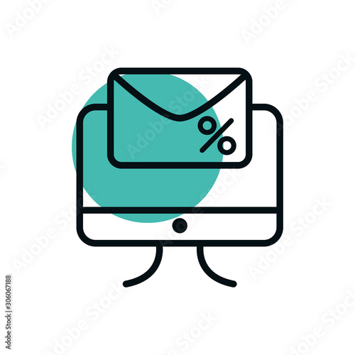computer email marketing offer shopping line style dot color