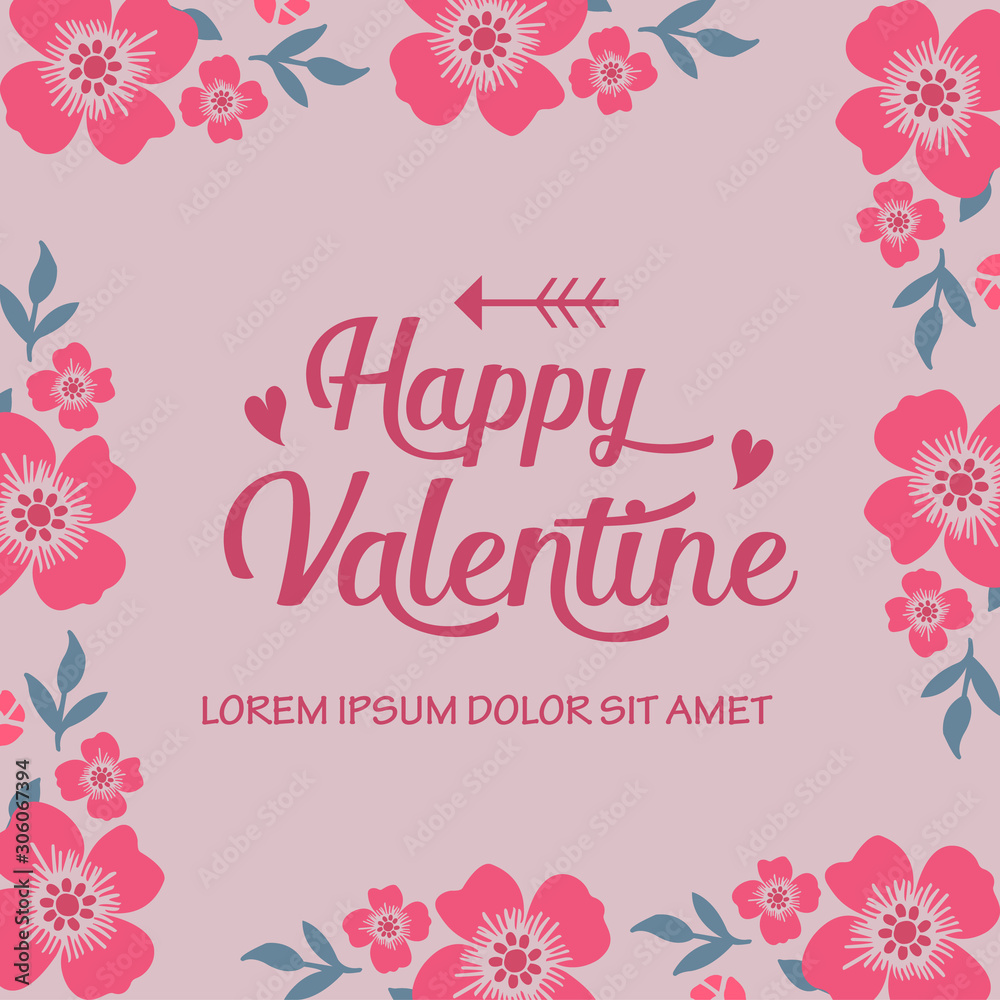 Space for text, happy valentine, with style unique leaf flower frame. Vector