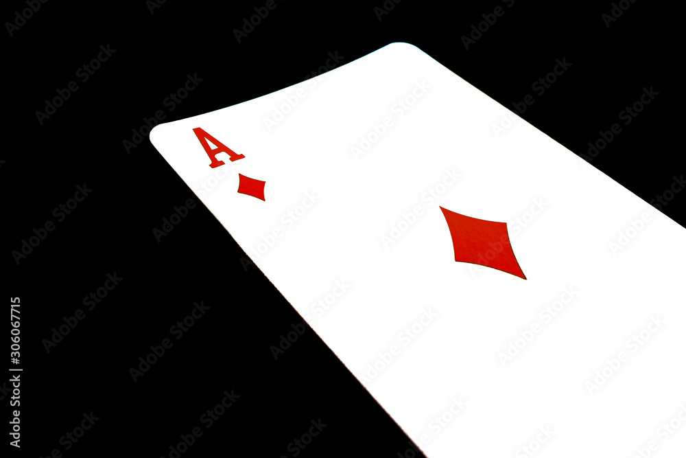 Obraz premium Red Ace of Diamonds on black background