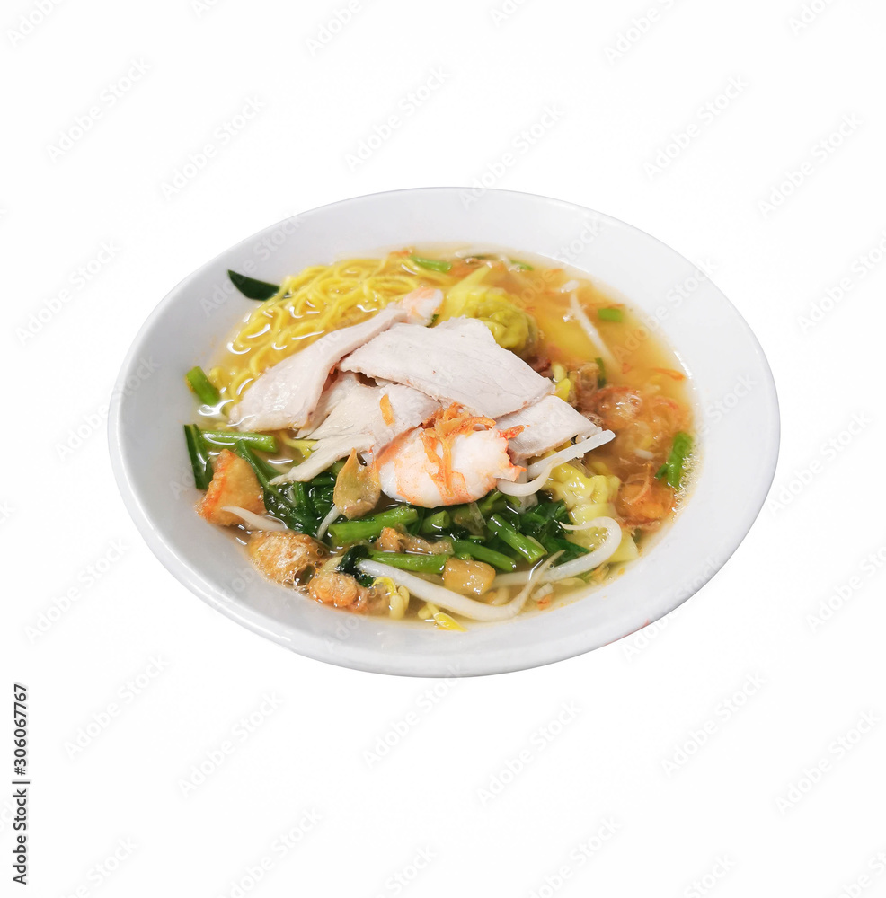 Dry Shrimp noodle on white background