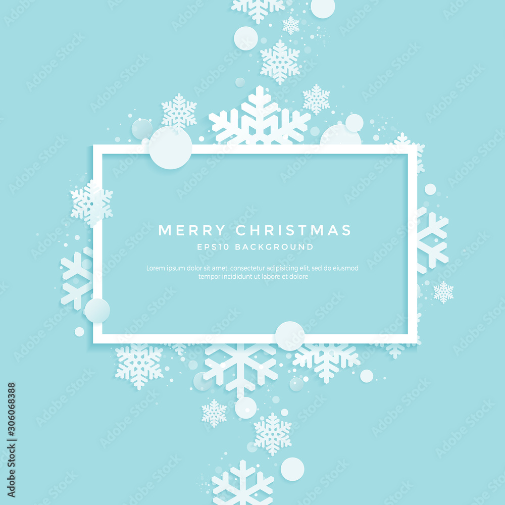 winter background, White Christmas shapes on a blue background winter background, White Christmas shapes on a blue background