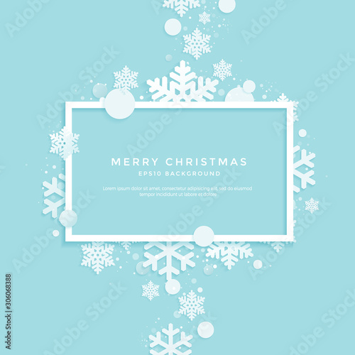winter background, White Christmas shapes on a blue background