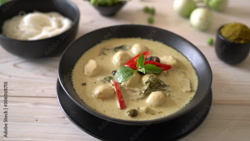 green curry with fish ball green curry with fish ball
