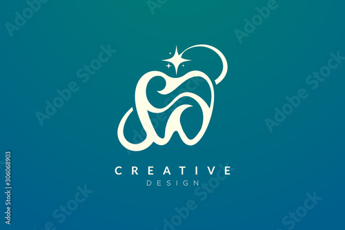 Tooth shape design ideas. Modern minimalist and elegant vector illustration. Can be used for patterns, labels, brands, icons or logos
