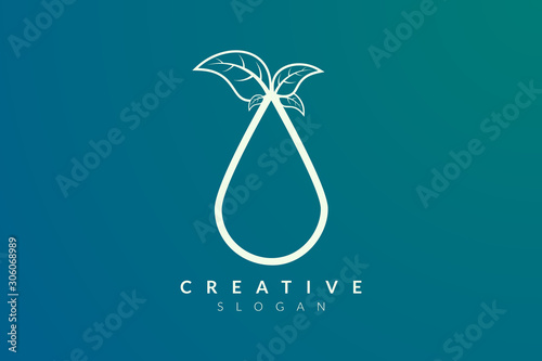 The combined water and leaf grain design. Modern minimalist and elegant vector illustration. Can be used for labels, brands, icons or logos