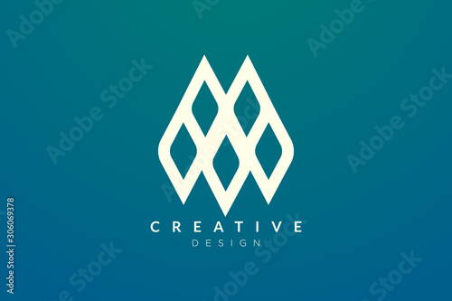 Design the letter M with geometric shapes. Minimalist and elegant vector illustration